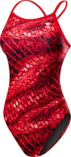 TYR Women's Plexus Diamondfit Swimsuit, Red, 26