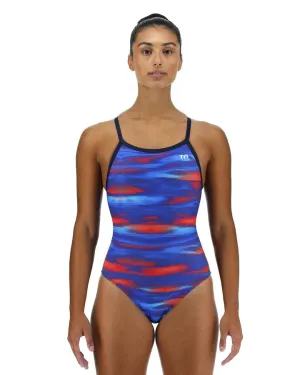 TYR Women's Technowave Diamondfit Swimsuit | Red/White/Blue
