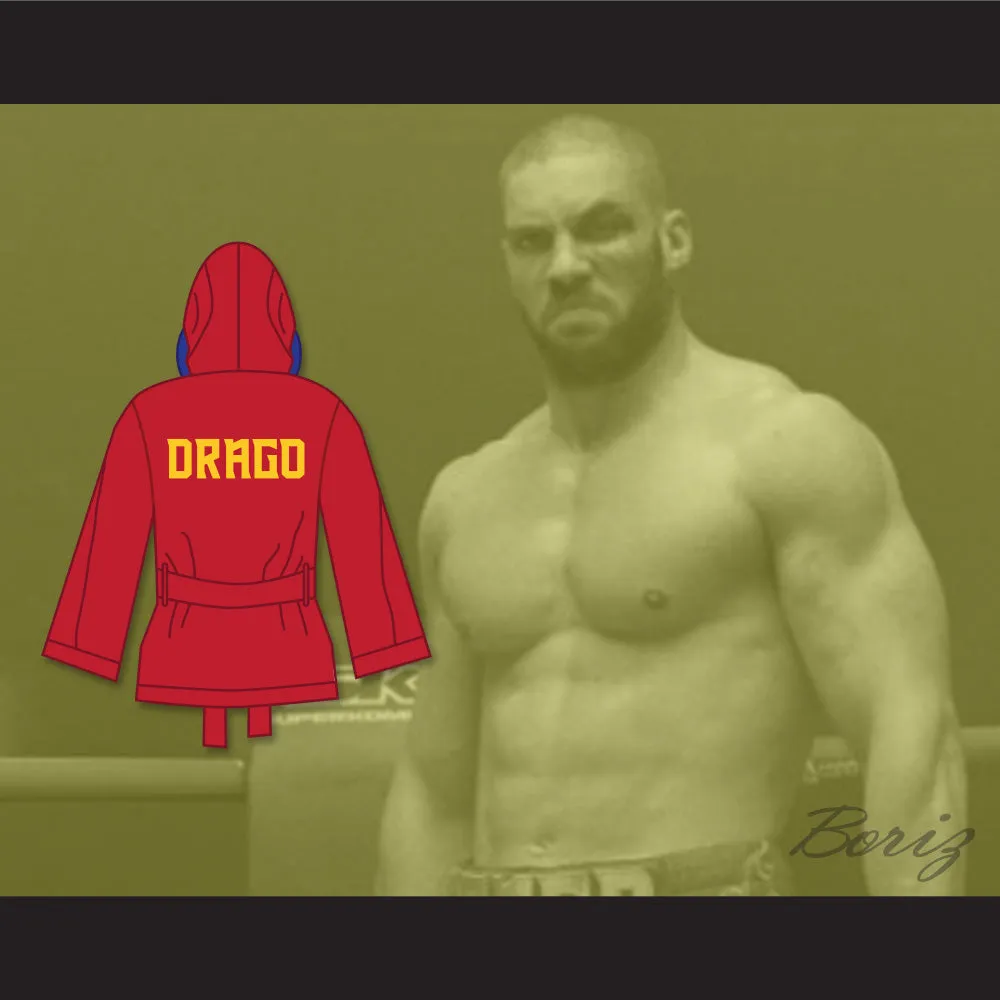 Viktor Drago Red Satin Half Boxing Robe with Hood Creed II