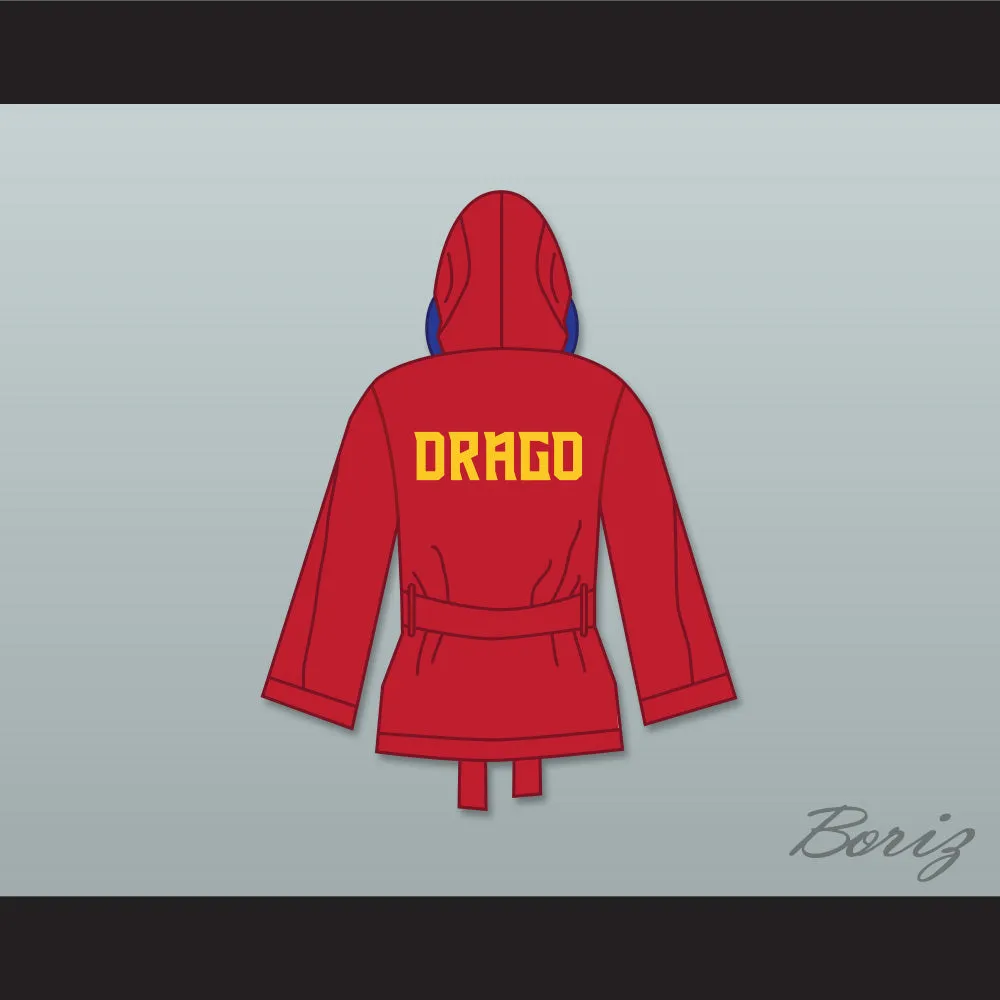 Viktor Drago Red Satin Half Boxing Robe with Hood Creed II