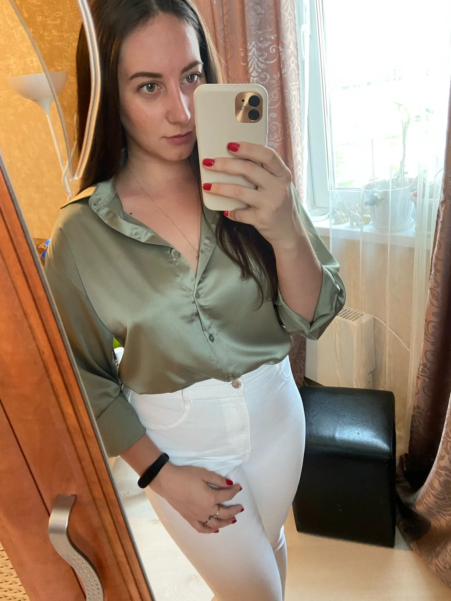 Vintage Fashion Silk Shirt Long Sleeve Loose Fit Blouse