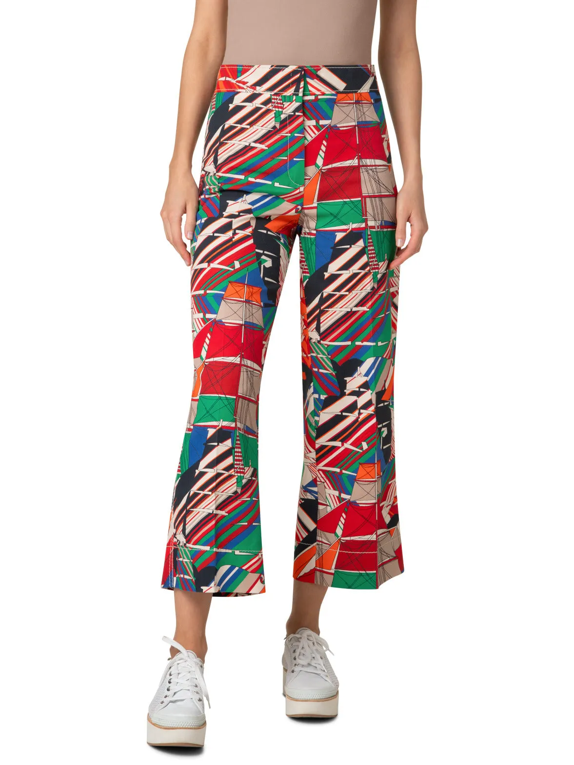 Wide Denim Stretch Pant with Sea Clipper Print