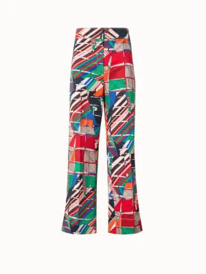 Wide Denim Stretch Pant with Sea Clipper Print