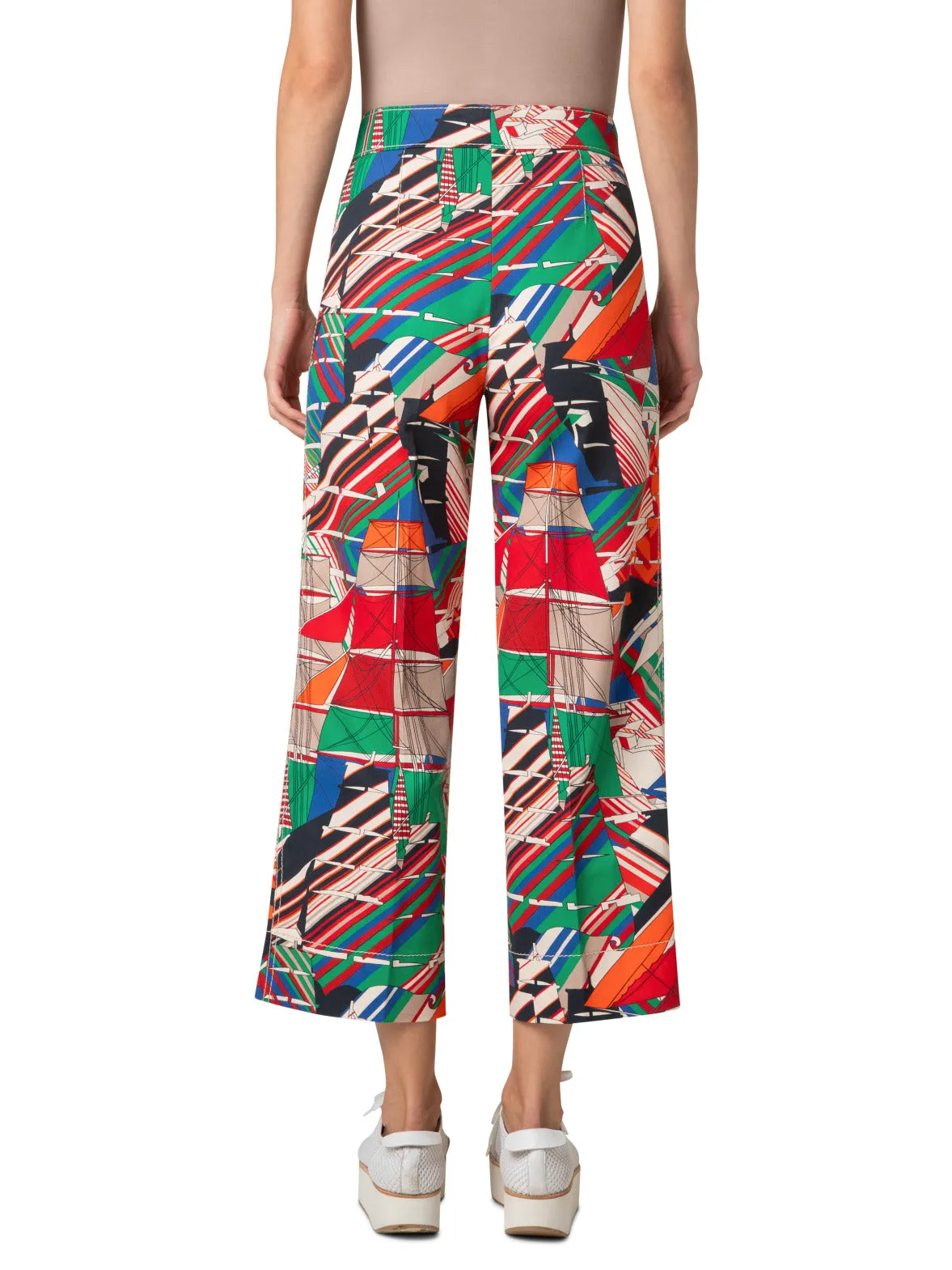 Wide Denim Stretch Pant with Sea Clipper Print