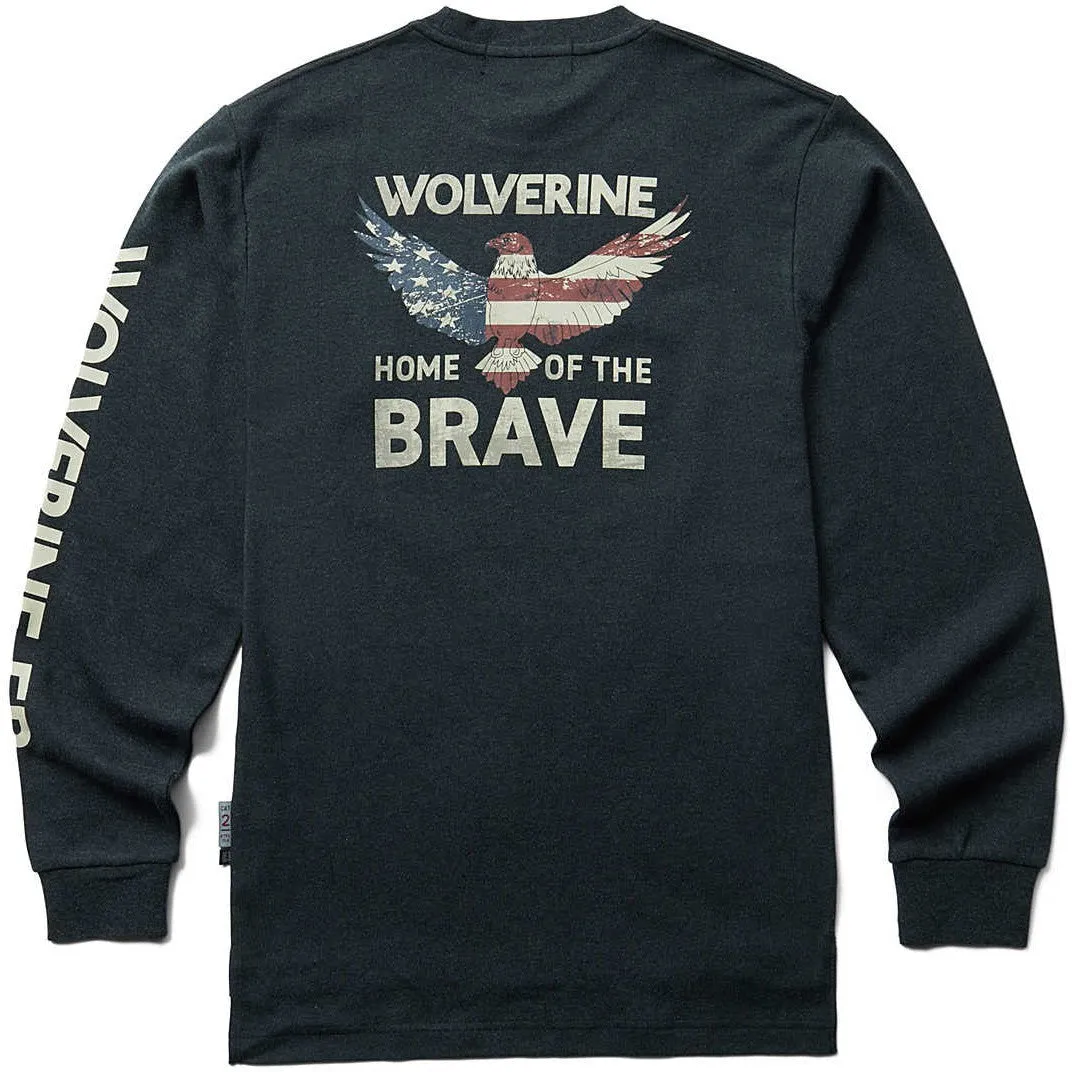 Wolverine Men's Flame Resistant  Long Sleeve Print Tee - Grey - W1206550-029