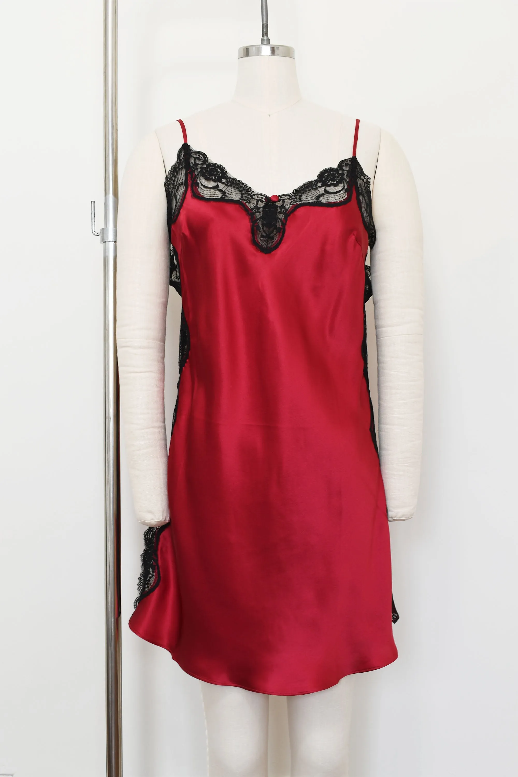 Women's 100%Silk Slip with Lace, LH005, M