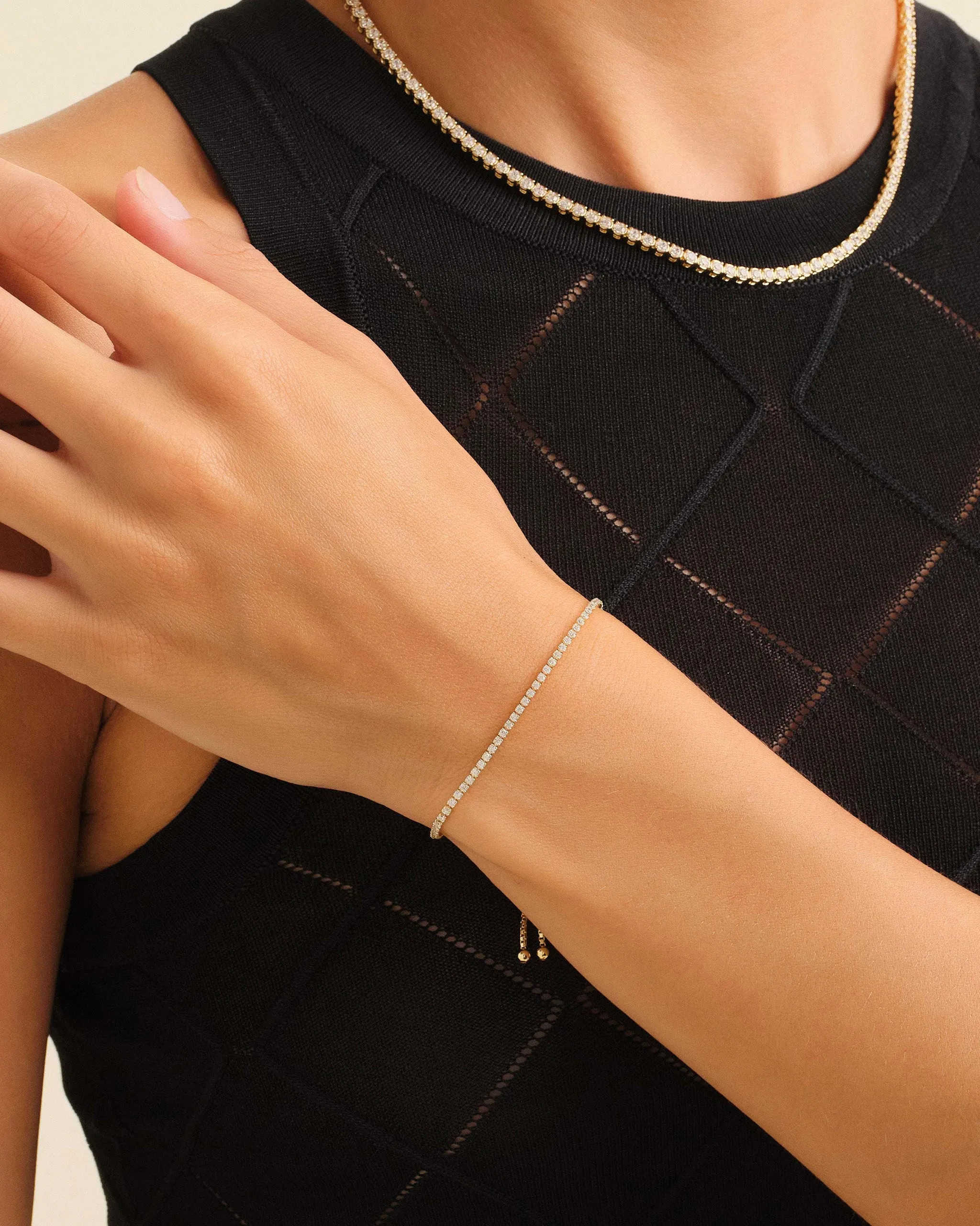 Women's Adjustable Tennis Bracelet - Gold