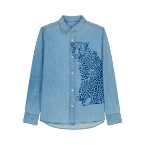 Women's Denim Shirt | Leopard Print