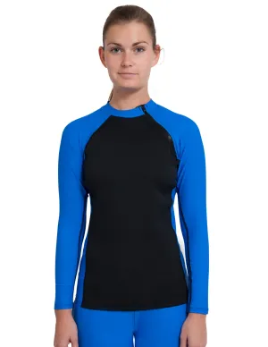 Women's  Hybrid Thermal Zip Rash Guard - Black / Royal