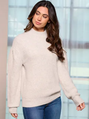 WOMEN'S LONG PUFF SLEEVE PULLOVER SWEATER