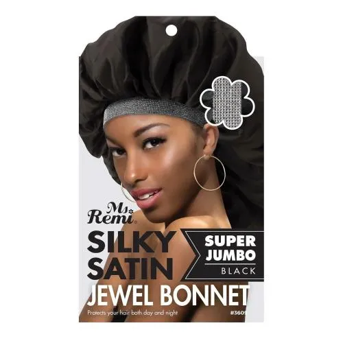 Women's Silky Satin Jewel Bonnet X-Jumbo Black
