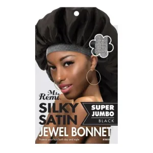 Women's Silky Satin Jewel Bonnet X-Jumbo Black