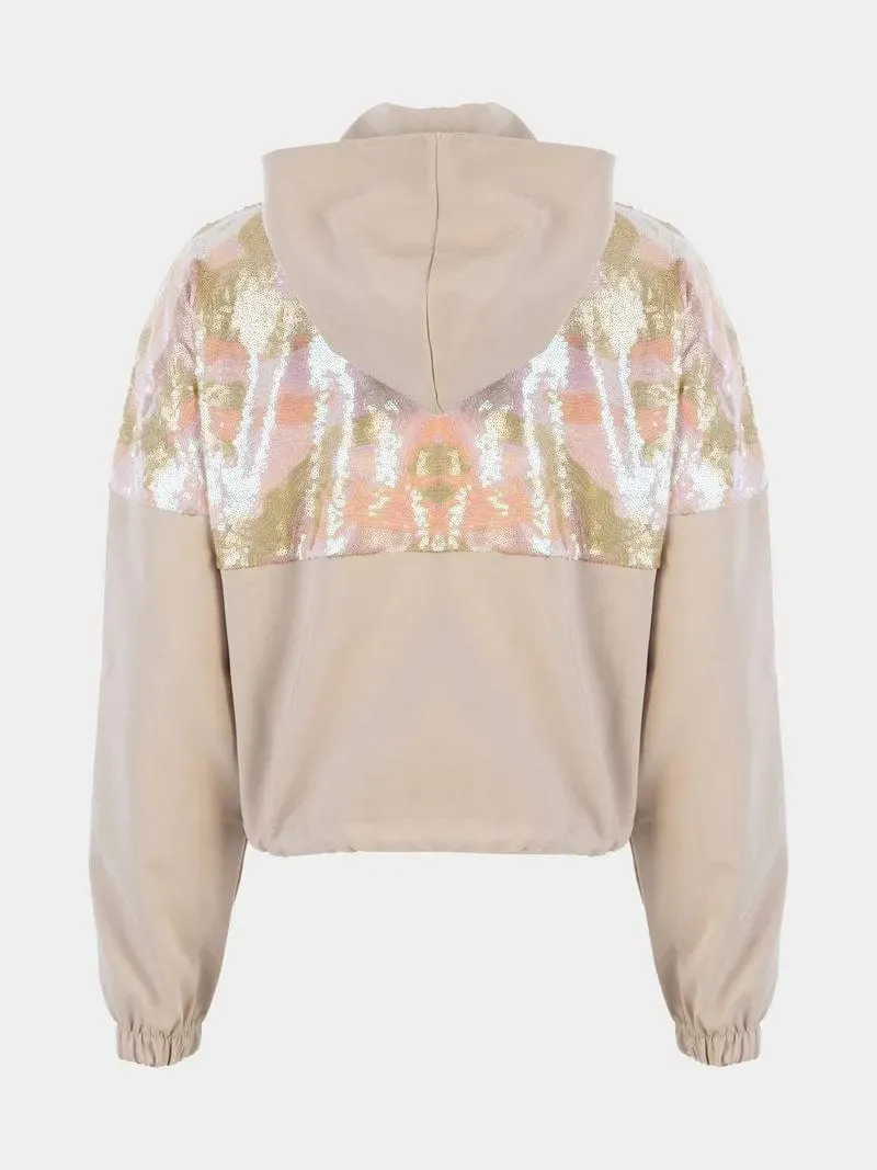 Women's Sissy Boy Beige Quaterzip Tracksuit With Hood