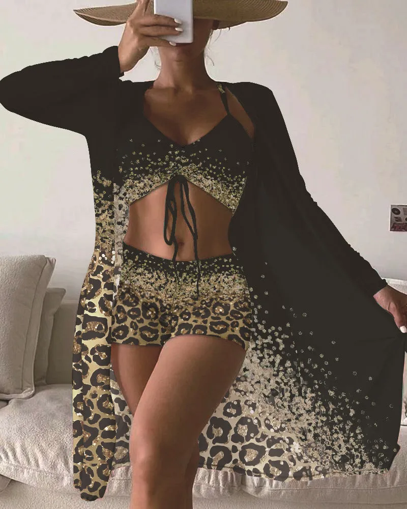 Women's Split Print Swimsuit Set