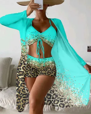 Women's Split Print Swimsuit Set