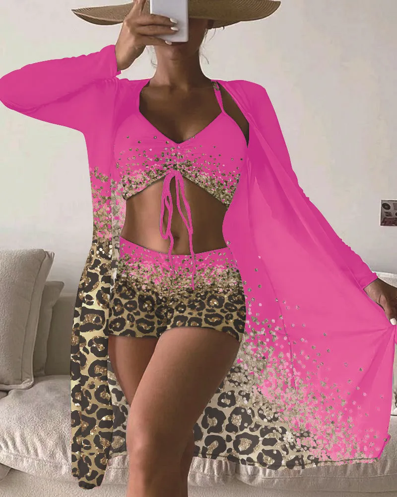 Women's Split Print Swimsuit Set