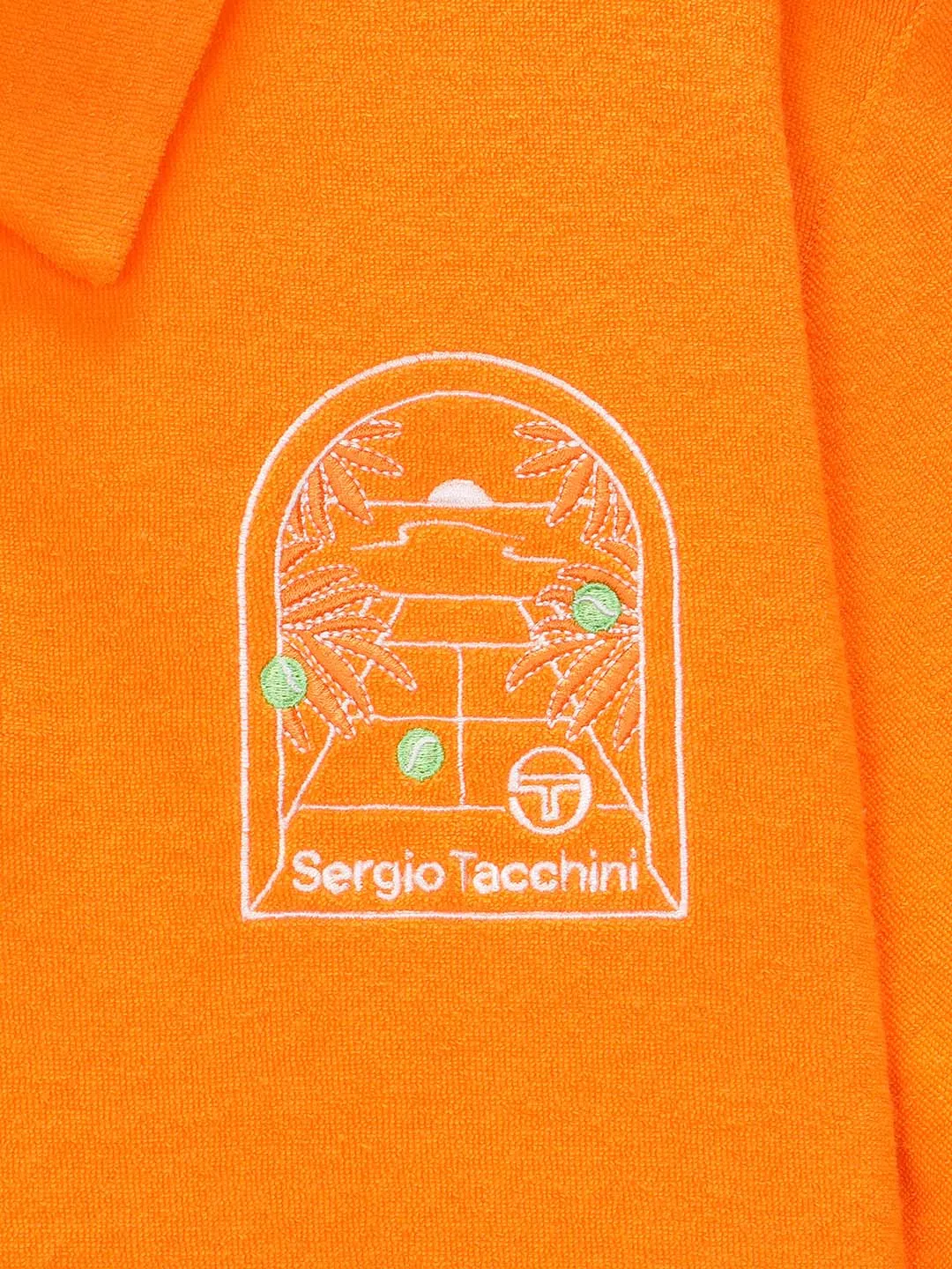 Women's Terry Polo Shirt- Orange