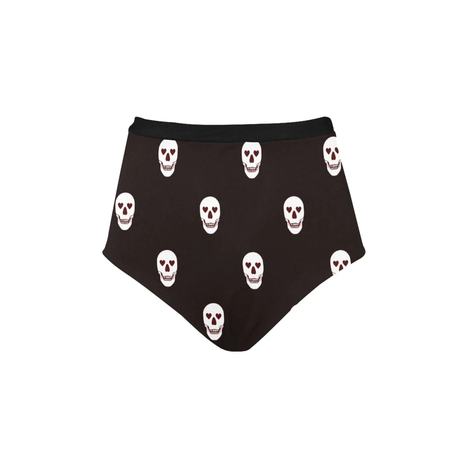 Women's White Skulls High-Waisted Bikini Bottom
