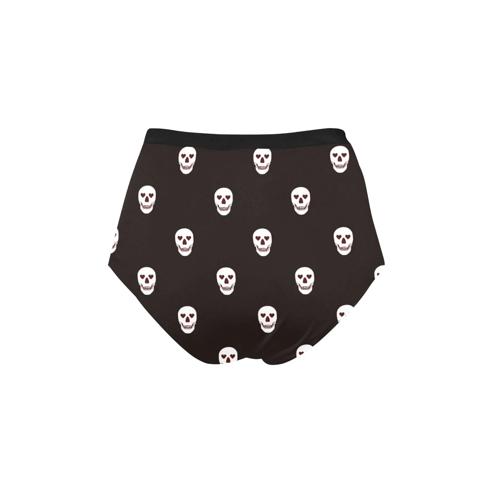 Women's White Skulls High-Waisted Bikini Bottom