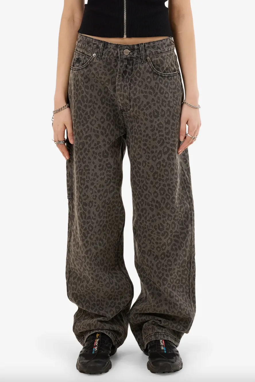 WORSHIP SUPPLIES NIGHT PROWLER BIG BAGGY CARPENTER JEAN - LEOPARD SMOKE