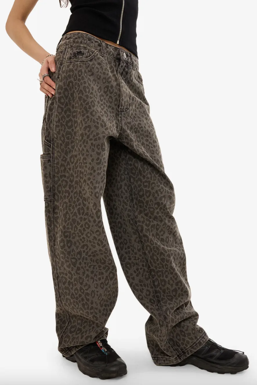 WORSHIP SUPPLIES NIGHT PROWLER BIG BAGGY CARPENTER JEAN - LEOPARD SMOKE