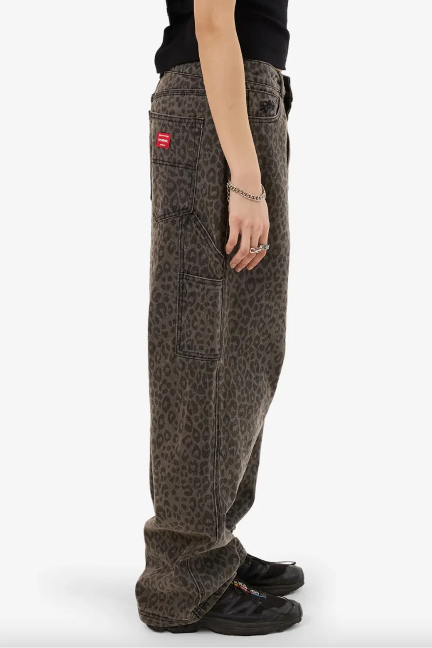 WORSHIP SUPPLIES NIGHT PROWLER BIG BAGGY CARPENTER JEAN - LEOPARD SMOKE