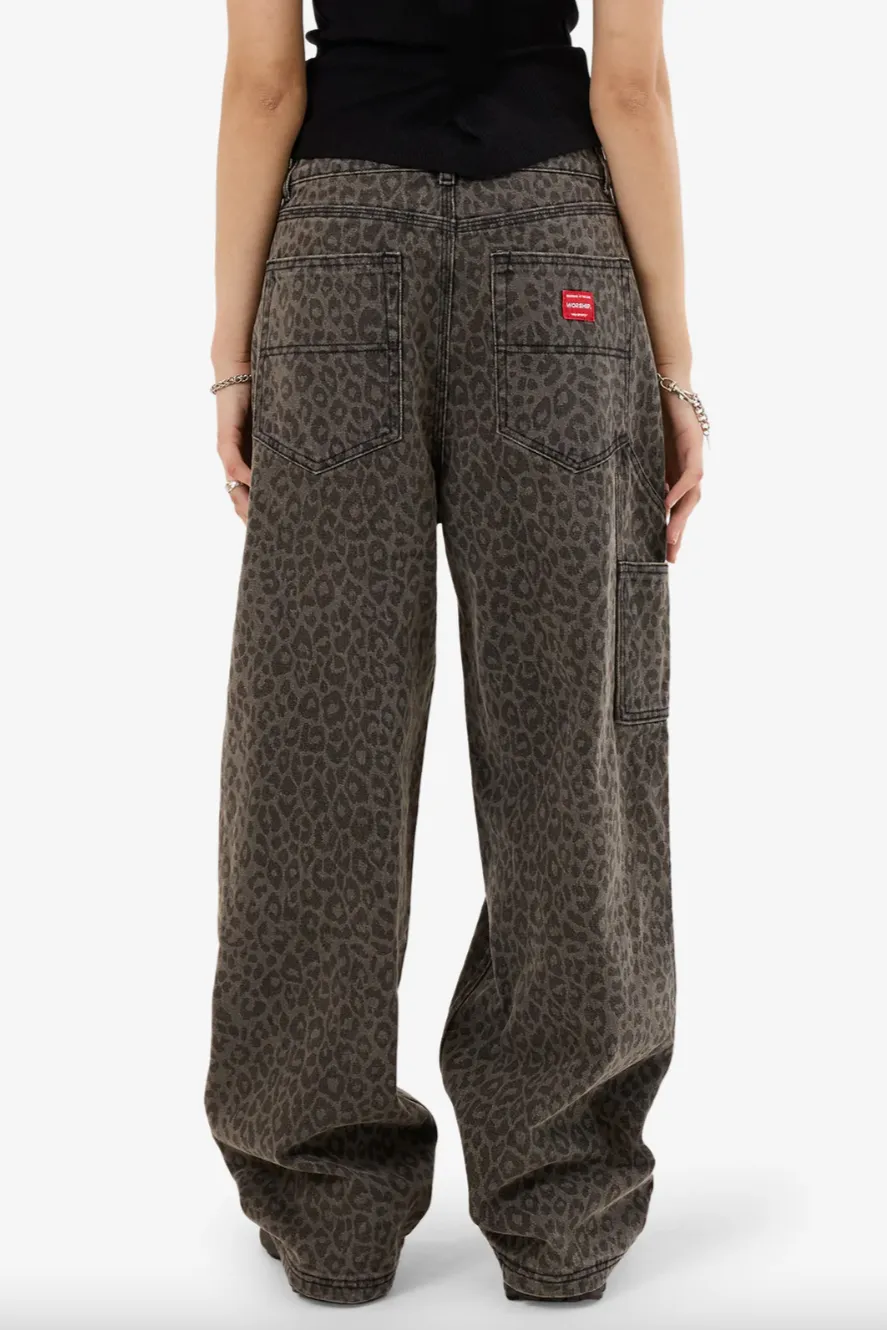 WORSHIP SUPPLIES NIGHT PROWLER BIG BAGGY CARPENTER JEAN - LEOPARD SMOKE