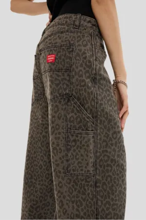 WORSHIP SUPPLIES NIGHT PROWLER BIG BAGGY CARPENTER JEAN - LEOPARD SMOKE