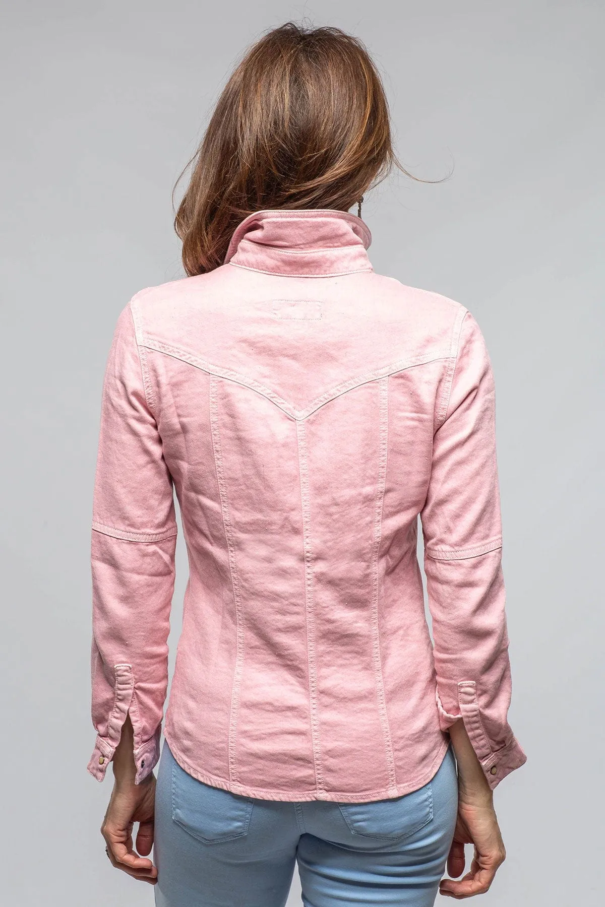 Yarmony Linen Cotton Denim Shirt In Pink Rose