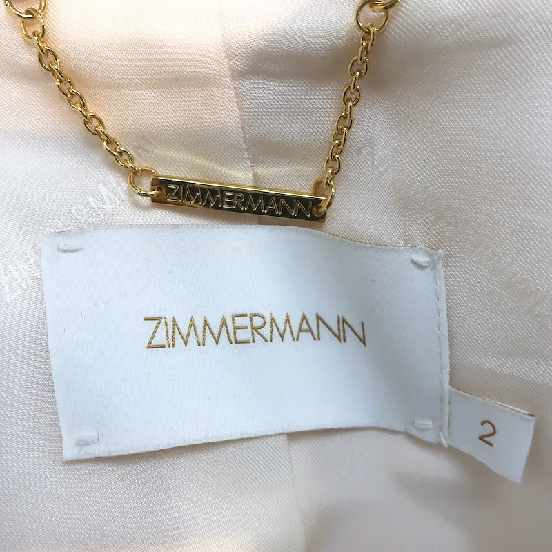 Zimmerman Dancer Tuxedo Jacket Ivory Wool-Silk Size 2 One-Button Blazer